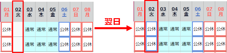 全社または所属ごとに一斉休業する場合(祝日設定)_8
