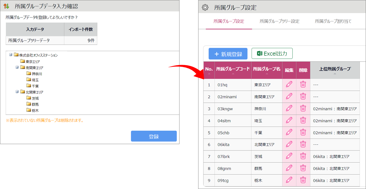 所属グループの一括登録5