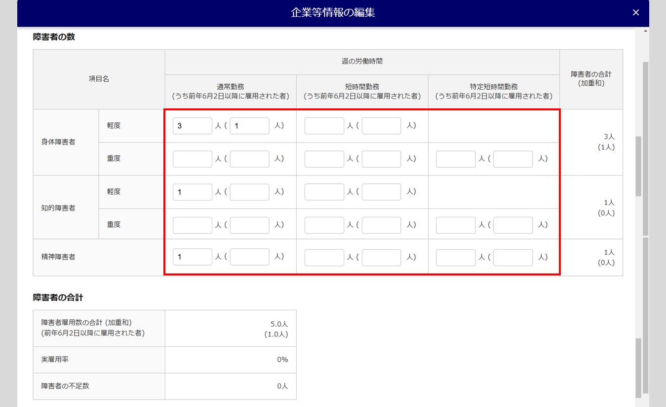 1487|【書面申請】障害者雇用状況報告書【様式第6号の3(2)】12