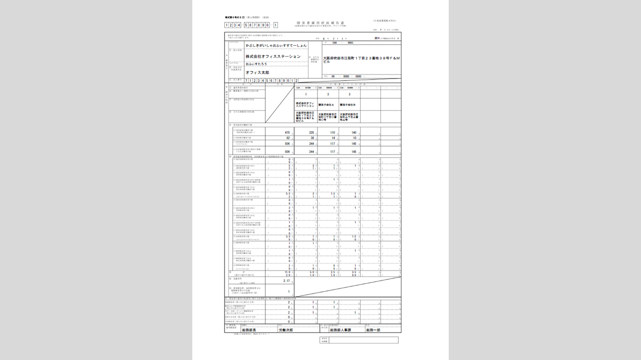 1487|【書面申請】障害者雇用状況報告書【様式第6号の3(2)】23